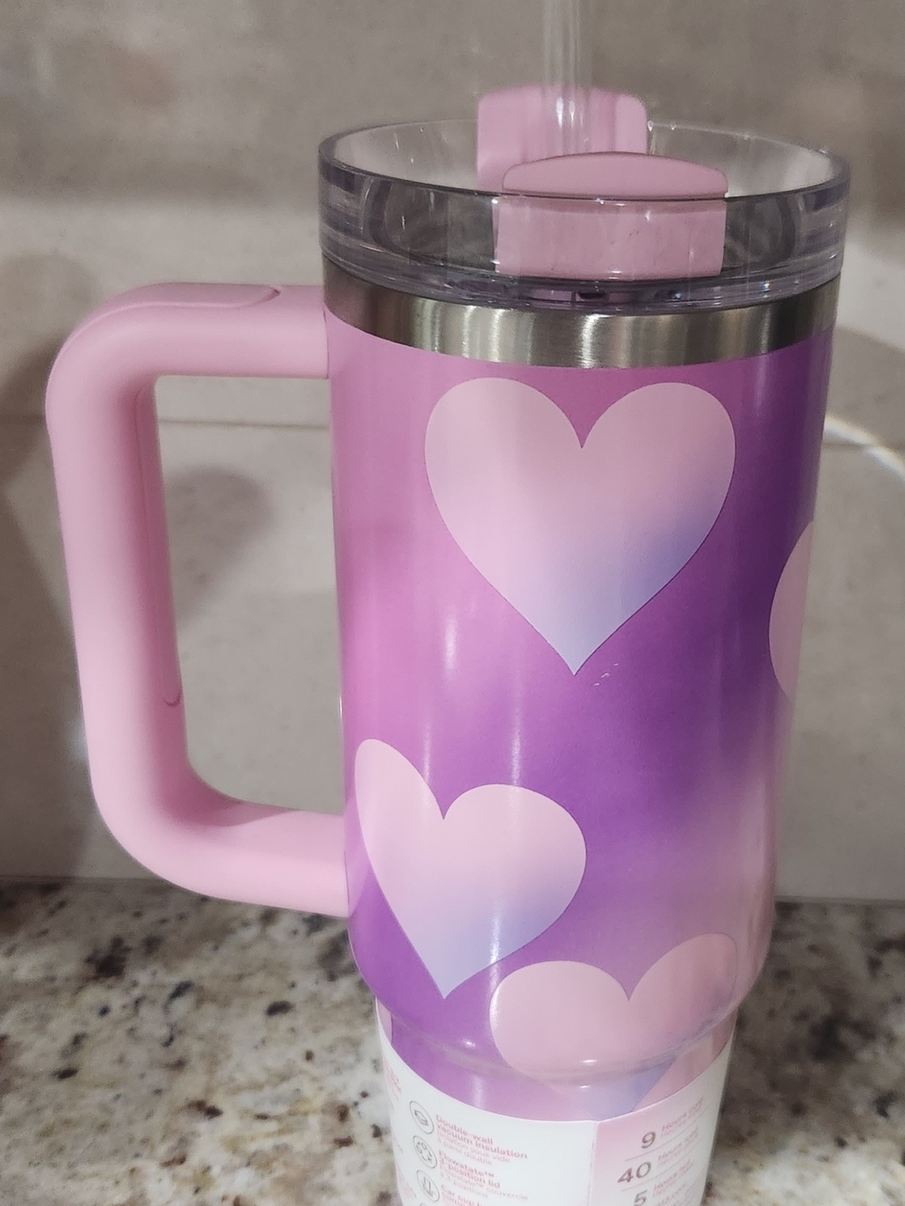 NWT Stanley Pink Heart Valentine's Day Limited Stainless Travel Mug with Handle - Picture 2 of 7